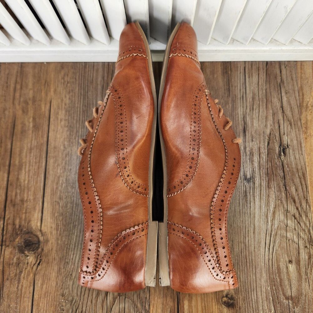 Aldo Thylian Oxfords Womens Size 8.5 Brown Leather Brogue Cap Toe Boho Shoes - Picture 6 of 11